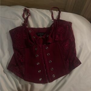 Outcast Burgundy Lace-Up Corset Top